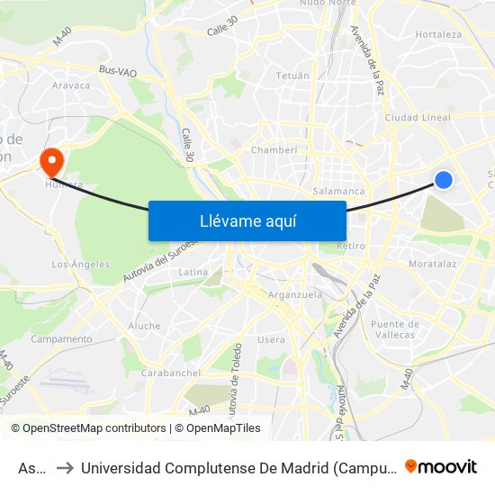 Ascao to Universidad Complutense De Madrid (Campus De Somosaguas) map