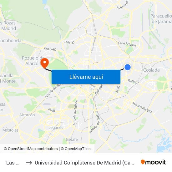 Las Musas to Universidad Complutense De Madrid (Campus De Somosaguas) map