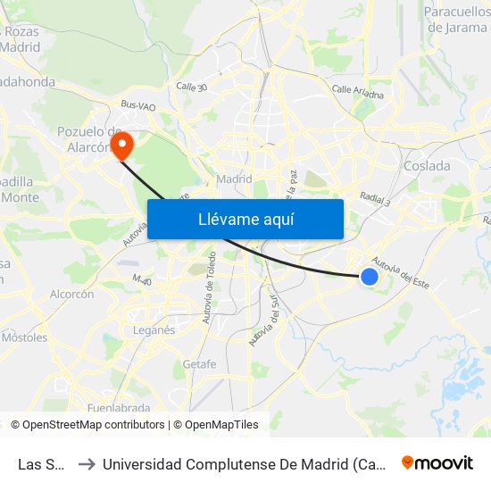 Las Suertes to Universidad Complutense De Madrid (Campus De Somosaguas) map