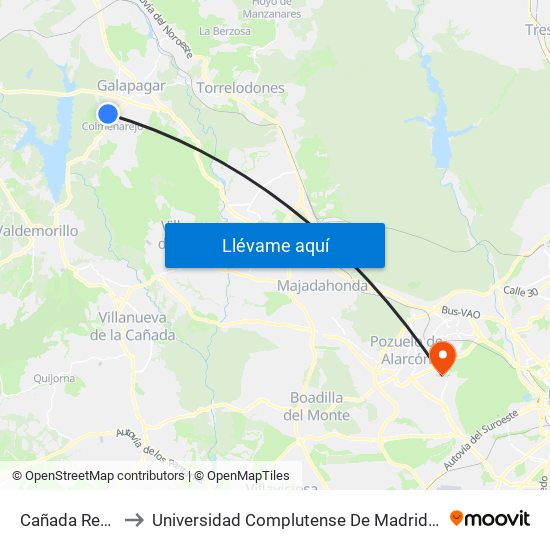 Cañada Real - Navazo to Universidad Complutense De Madrid (Campus De Somosaguas) map