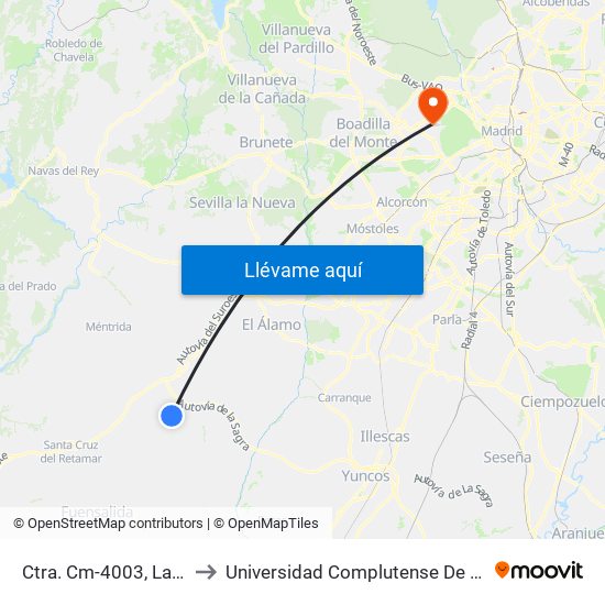 Ctra. Cm-4003, Las Ventas De Retamosa to Universidad Complutense De Madrid (Campus De Somosaguas) map