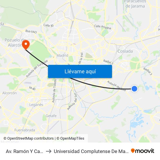 Av. Ramón Y Cajal - Centro Salud to Universidad Complutense De Madrid (Campus De Somosaguas) map
