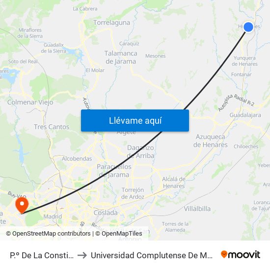P.º De La Constitución, Humanes to Universidad Complutense De Madrid (Campus De Somosaguas) map