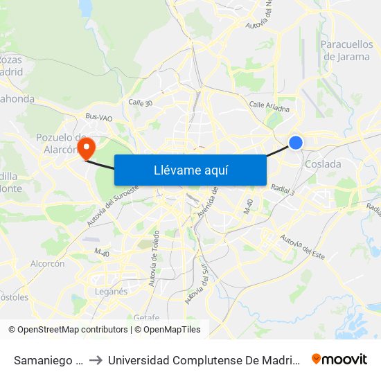 Samaniego - Campezo to Universidad Complutense De Madrid (Campus De Somosaguas) map