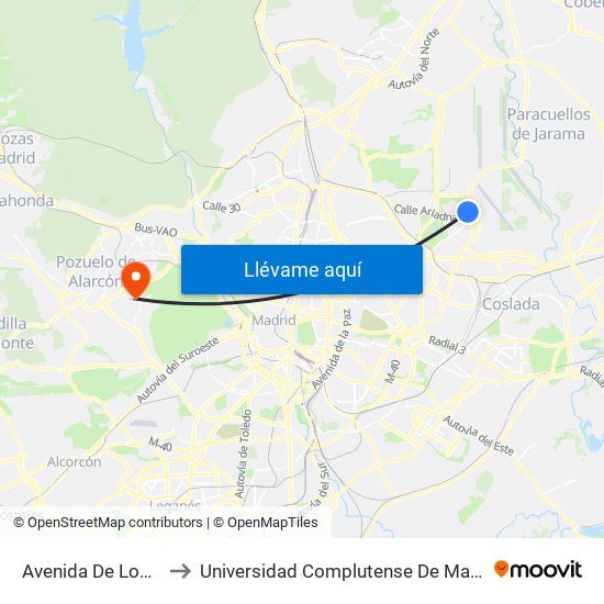 Avenida De Logroño - Algemesí to Universidad Complutense De Madrid (Campus De Somosaguas) map