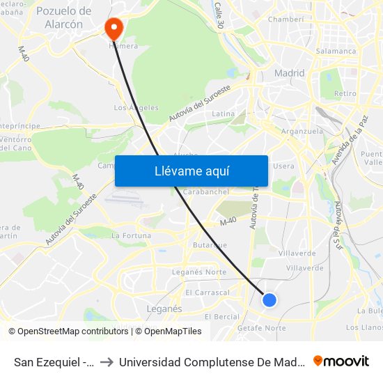 San Ezequiel - Real De Pinto to Universidad Complutense De Madrid (Campus De Somosaguas) map