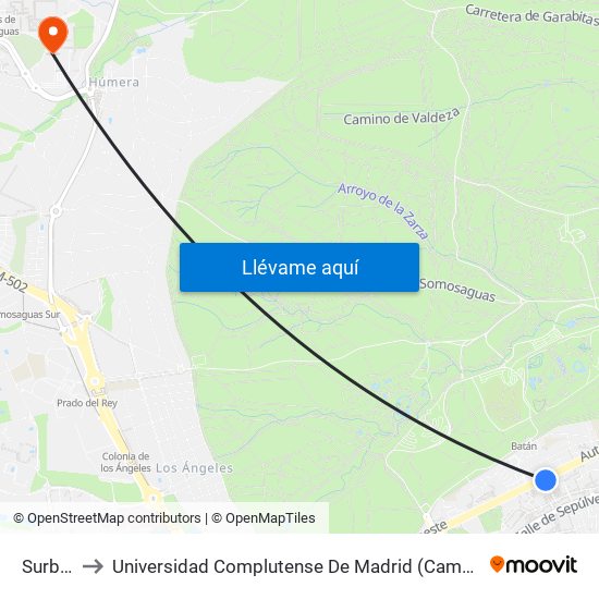 Surbatán to Universidad Complutense De Madrid (Campus De Somosaguas) map