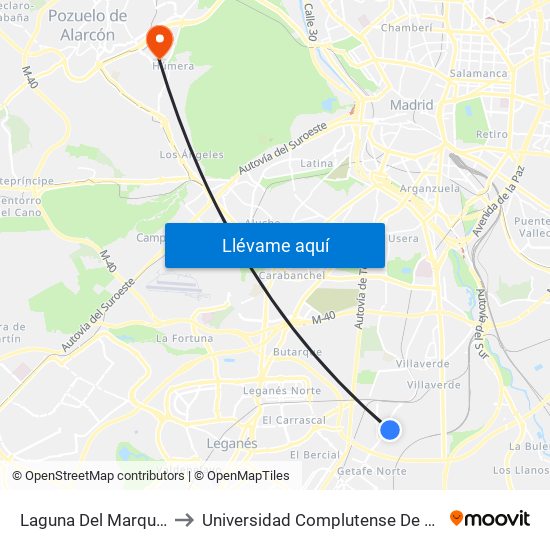 Laguna Del Marquesado - Real De Pinto to Universidad Complutense De Madrid (Campus De Somosaguas) map