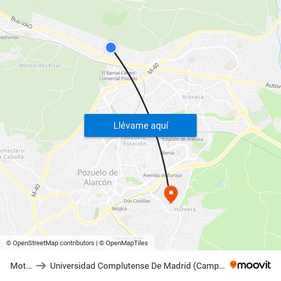 Motrico to Universidad Complutense De Madrid (Campus De Somosaguas) map