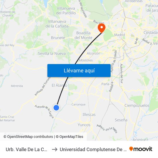 Urb. Valle De La Cuna, El Viso De San Juan to Universidad Complutense De Madrid (Campus De Somosaguas) map