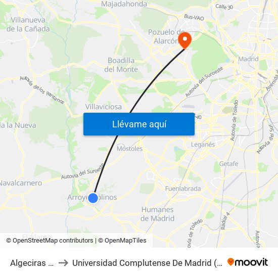 Algeciras - Almería to Universidad Complutense De Madrid (Campus De Somosaguas) map