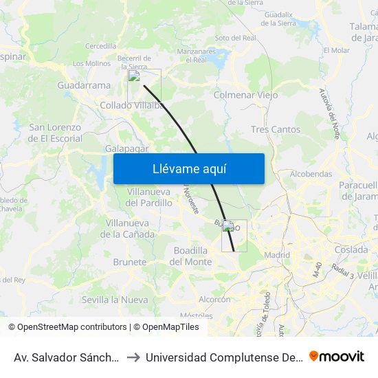 Av. Salvador Sánchez Frascuelo - Est. Buses to Universidad Complutense De Madrid (Campus De Somosaguas) map