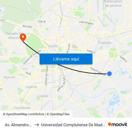 Av. Almendros - Integración to Universidad Complutense De Madrid (Campus De Somosaguas) map