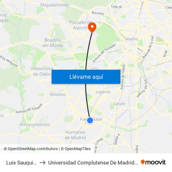 Luis Sauquillo - Tesillo to Universidad Complutense De Madrid (Campus De Somosaguas) map