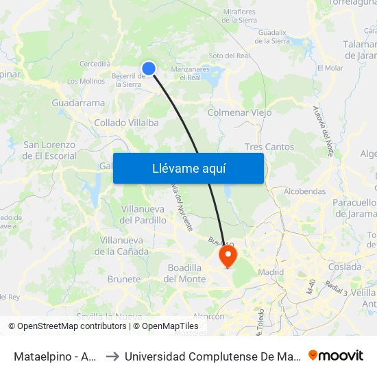 Mataelpino - Av. De Los Linares to Universidad Complutense De Madrid (Campus De Somosaguas) map