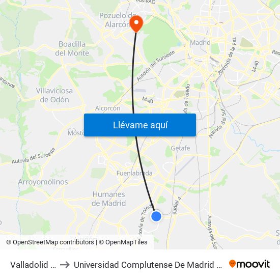 Valladolid - Zamora to Universidad Complutense De Madrid (Campus De Somosaguas) map