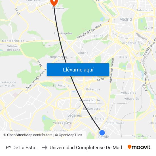 P.º De La Estación - Terradas to Universidad Complutense De Madrid (Campus De Somosaguas) map