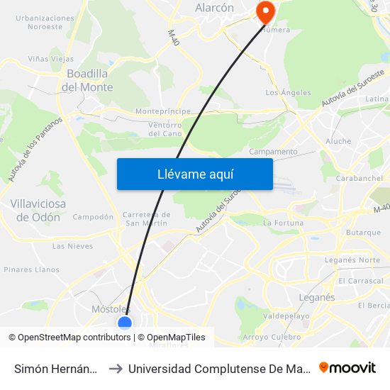 Simón Hernández - Las Palmas to Universidad Complutense De Madrid (Campus De Somosaguas) map