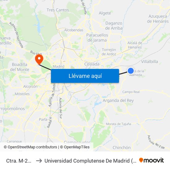 Ctra. M-225 - Milán to Universidad Complutense De Madrid (Campus De Somosaguas) map