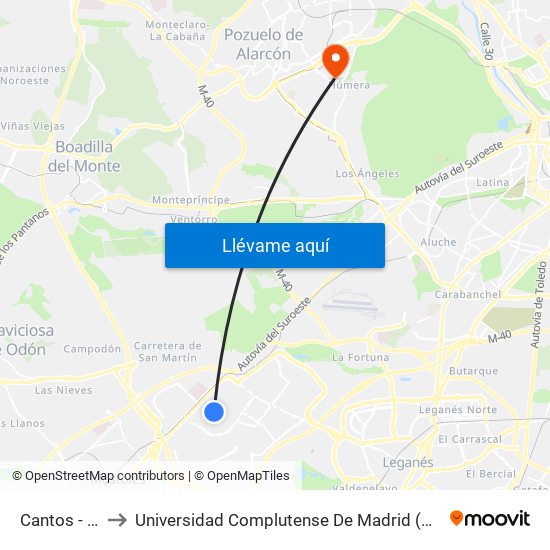 Cantos - Zamora to Universidad Complutense De Madrid (Campus De Somosaguas) map