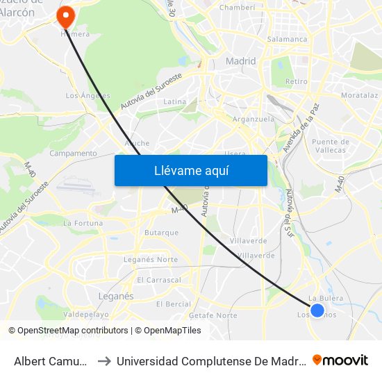 Albert Camus - Cabañeros to Universidad Complutense De Madrid (Campus De Somosaguas) map