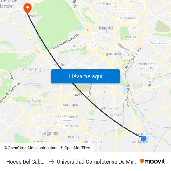 Hoces Del Cabriel - Groenlandia to Universidad Complutense De Madrid (Campus De Somosaguas) map