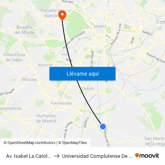 Av. Isabel La Católica - Fernando Católico to Universidad Complutense De Madrid (Campus De Somosaguas) map