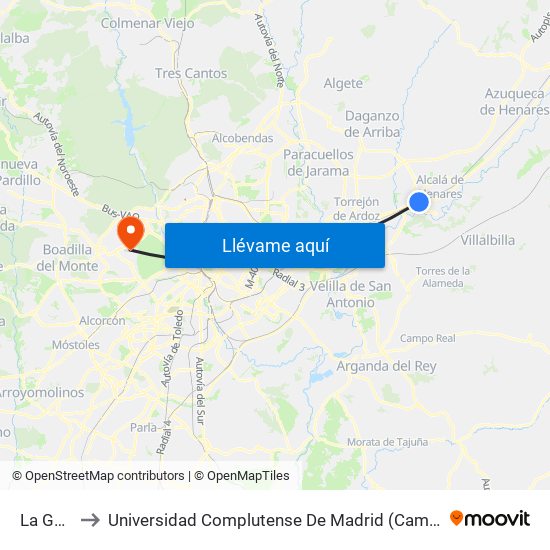 La Garena to Universidad Complutense De Madrid (Campus De Somosaguas) map
