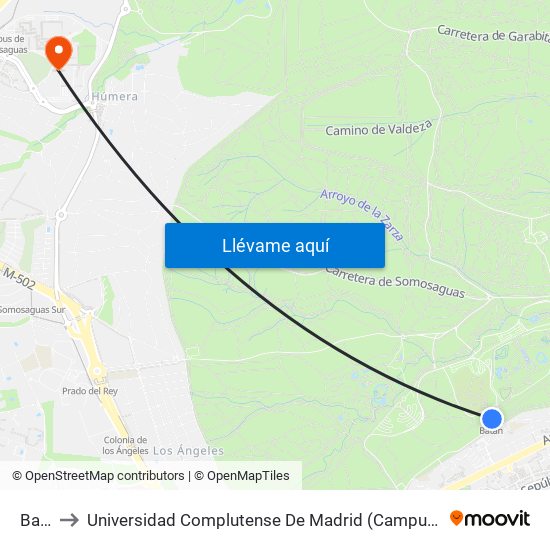 Batán to Universidad Complutense De Madrid (Campus De Somosaguas) map