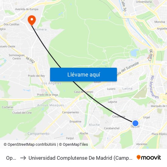 Oporto to Universidad Complutense De Madrid (Campus De Somosaguas) map