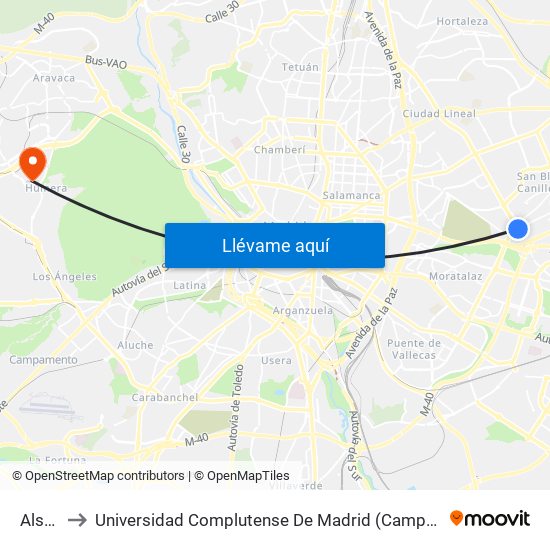 Alsacia to Universidad Complutense De Madrid (Campus De Somosaguas) map