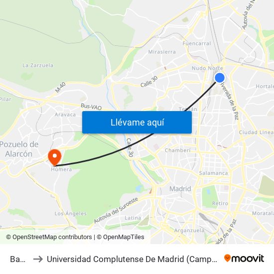 Bambú to Universidad Complutense De Madrid (Campus De Somosaguas) map