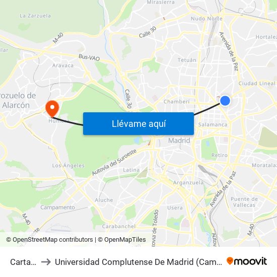 Cartagena to Universidad Complutense De Madrid (Campus De Somosaguas) map