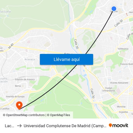 Lacoma to Universidad Complutense De Madrid (Campus De Somosaguas) map