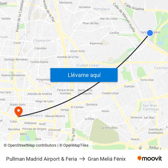 Pullman Madrid Airport & Feria to Gran Meliá Fénix map