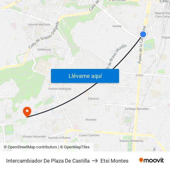 Intercambiador De Plaza De Castilla to Etsi Montes map