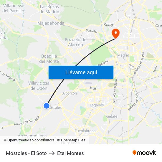Móstoles - El Soto to Etsi Montes map