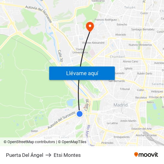 Puerta Del Ángel to Etsi Montes map