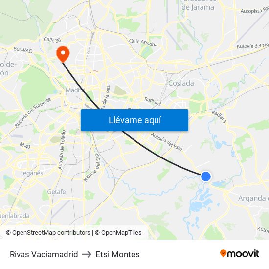 Rivas Vaciamadrid to Etsi Montes map