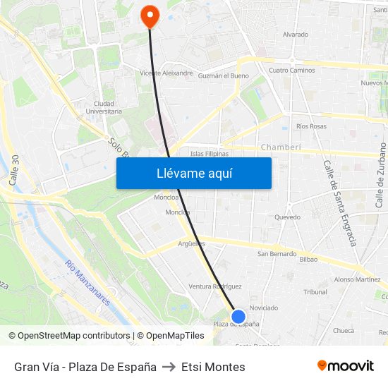 Gran Vía - Plaza De España to Etsi Montes map