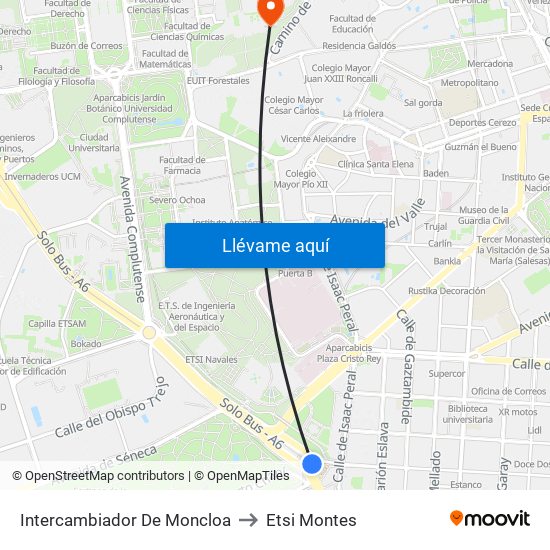 Intercambiador De Moncloa to Etsi Montes map