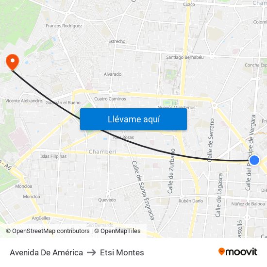 Avenida De América to Etsi Montes map