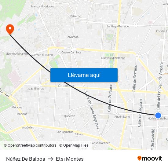 Núñez De Balboa to Etsi Montes map
