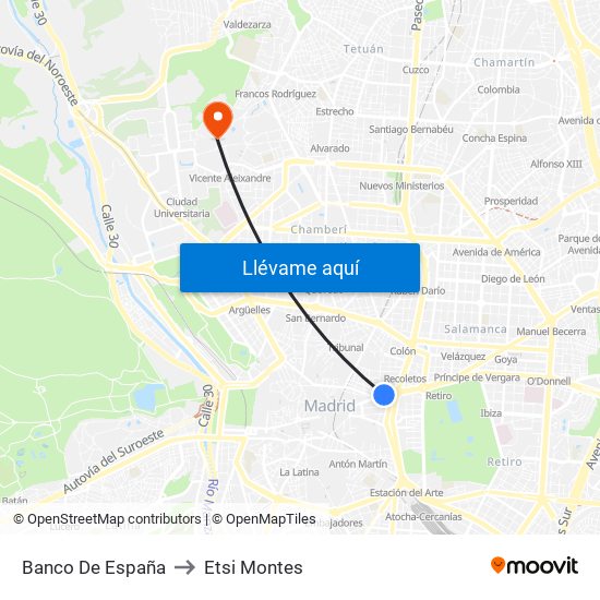 Banco De España to Etsi Montes map