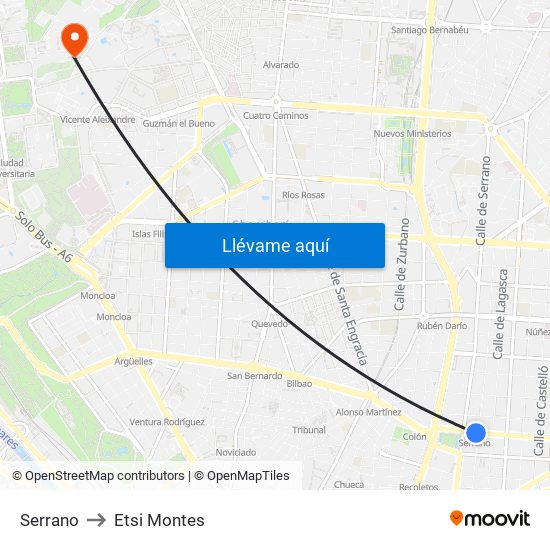 Serrano to Etsi Montes map