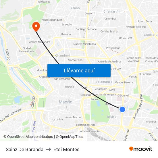 Sainz De Baranda to Etsi Montes map