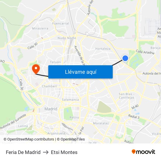 Feria De Madrid to Etsi Montes map