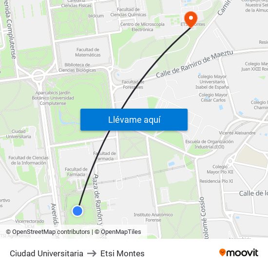 Ciudad Universitaria to Etsi Montes map