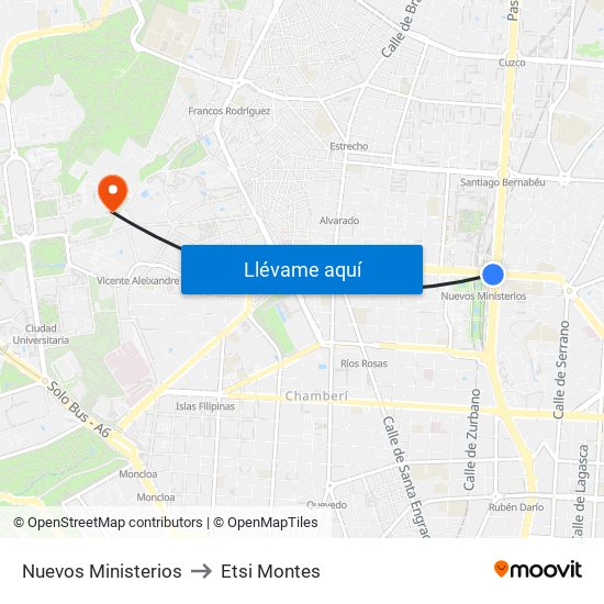 Nuevos Ministerios to Etsi Montes map
