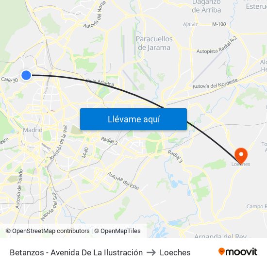 Betanzos - Avenida De La Ilustración to Loeches map